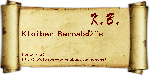 Kloiber Barnabás névjegykártya